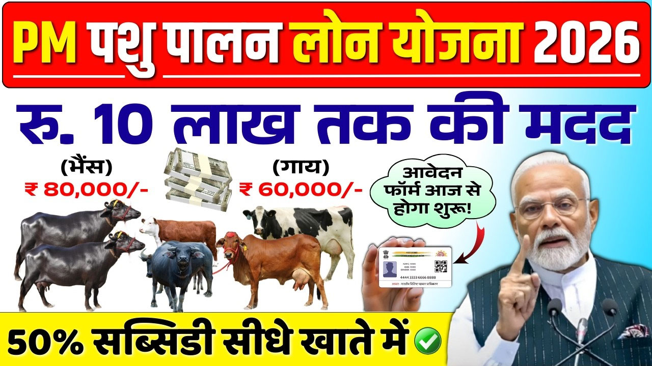 Pashupalan Loan Yojana 2026: पशुपालन के लिए ₹5 लाख तक लोन, ऐसे करें ऑनलाइन आवेदन