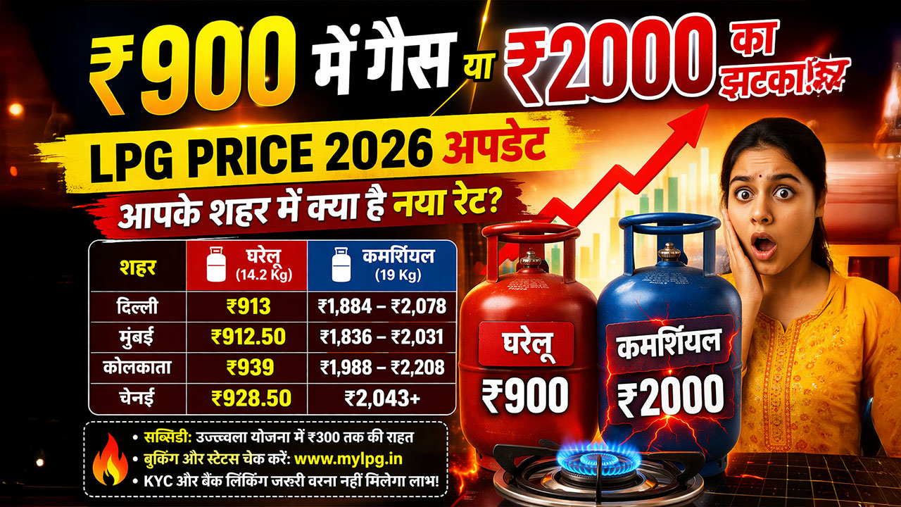 ₹900 में गैस या ₹2000 का झटका! LPG Price 2026 अपडेट – आपके शहर में क्या है नया रेट?